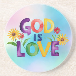 Spirituelle Biodizenz Gott ist Liebe Farbige Blume Getränkeuntersetzer