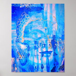 Spirituelle Blue Buddha Abstrakt Artwork Poster