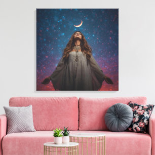 Spirituelle Boho-Frau-Wandkunst Mystische Boheme Leinwanddruck