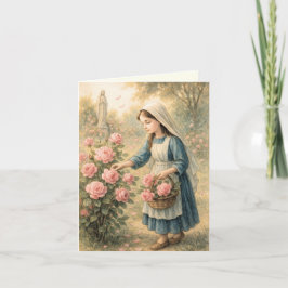 Spirituelle Bouquet Pink Roses katholische Marian Karte
