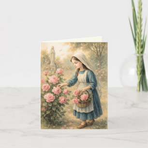 Spirituelle Bouquet Pink Roses katholische Marian Karte