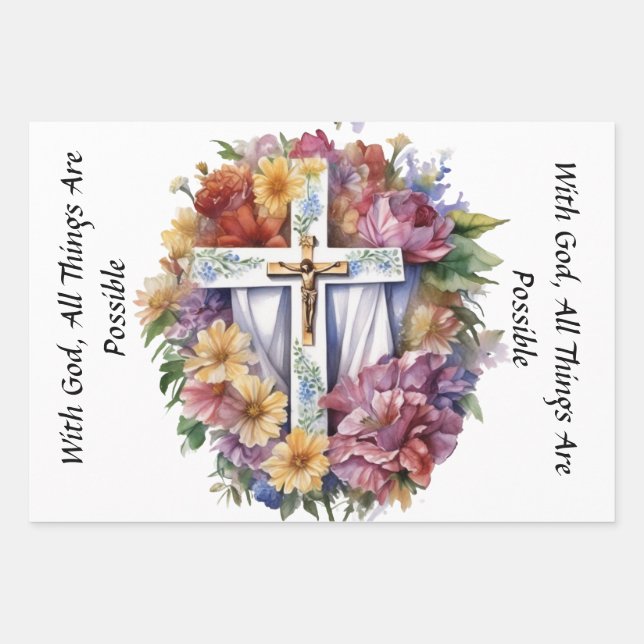Spirituelle Christliche Symbole für Komfort Geschenkpapier Set (Vorderseite)