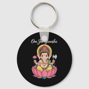Spirituelle Ganesha-Lotus-Illustration Om Jai-Spru Schlüsselanhänger