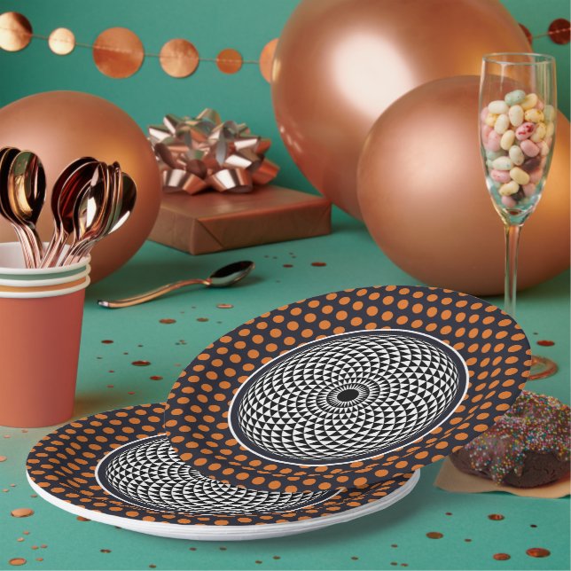 Spirituelle Grau Orange White Mandala Geometrische Pappteller (Multi)