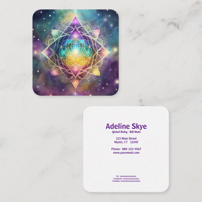 Spirituelle Heilung Quadratische Visitenkarte (Vorne/Hinten)