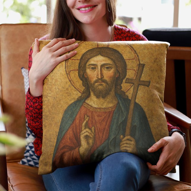 Spirituelle Jesus Artwork Mittelalterliche Illustr Kissen (Von Creator hochgeladen)