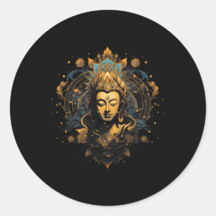 Spirituelle Kunst Frieden Zen Yoga Asien Guatama B Runder Aufkleber