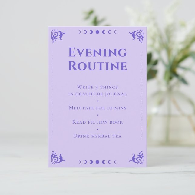 Spirituelle Lila Tarot Abend Routinekarte Einladung (Stehend Vorderseite)
