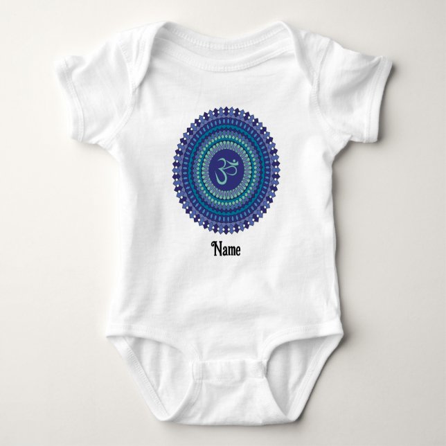 Spirituelle Mandala Om Lila Aqua Blau individuell  Baby Strampler (Vorderseite)