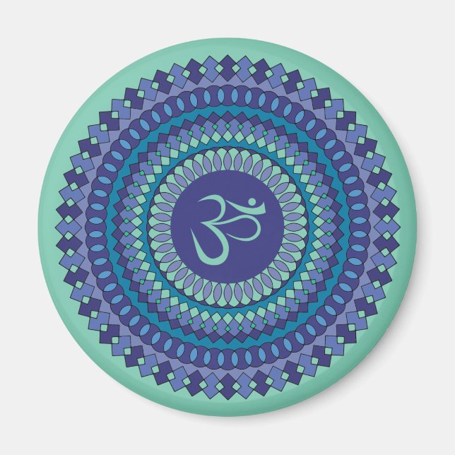 Spirituelle Mandala Om Lila Aqua Magnet (Vorne)