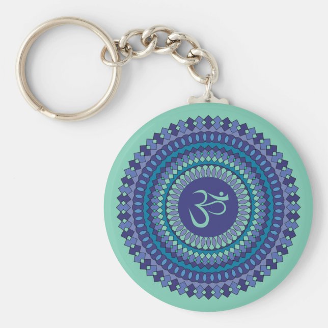 Spirituelle Mandala Om Lila Aqua Schlüsselanhänger (Vorne)