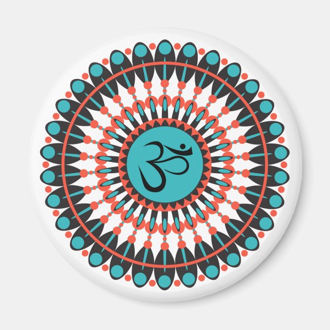 Spirituelle Mandala Om Symbol Türkis Geometrisch Magnet (Vorne)