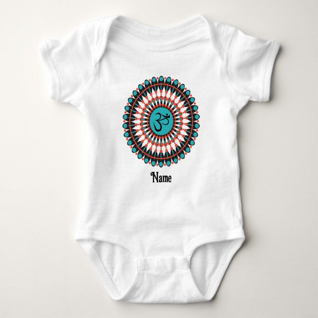 Spirituelle Mandala Om Symbol Türkis individuell a Baby Strampler (Vorderseite)