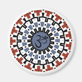 Spirituelle Mandala Yoga Om Blue Rust Kaleidoscope Magnet