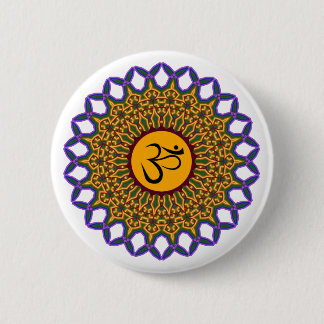 Spirituelle Mandala Yoga Om Peacock Kaleidoskop Button