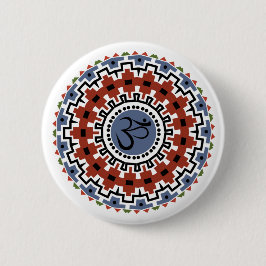Spirituelle Mandala Yoga Om Rust Blue Kaleidoskop Button