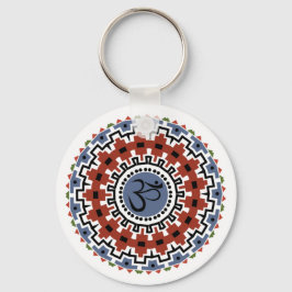 Spirituelle Mandala Yoga Om Rust Blue Kaleidoskop Schlüsselanhänger