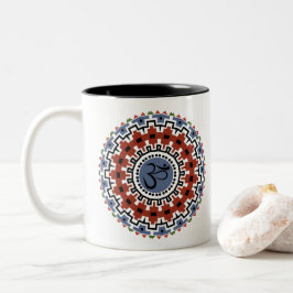 Spirituelle Mandala Yoga Om Rust Blue Kaleidoskop Zweifarbige Tasse