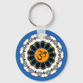 Spirituelle Mandala Yoga Om Symbol Blue Geometric Schlüsselanhänger