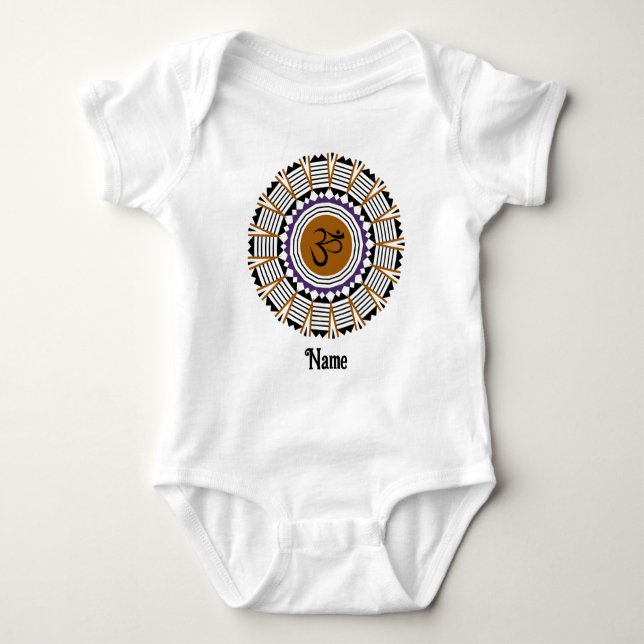 Spirituelle Mandala Yoga Om Symbol Lila angepasst Baby Strampler (Vorderseite)