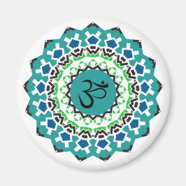 Spirituelle Mandala Yoga Om Symbol Türkis Blau Magnet