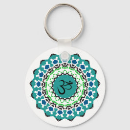 Spirituelle Mandala Yoga Om Symbol Türkis Blau Schlüsselanhänger