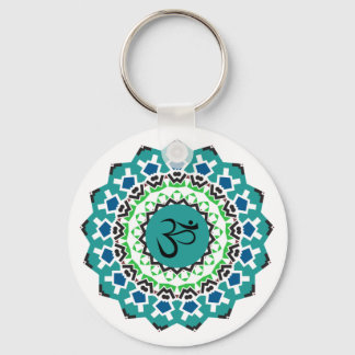 Spirituelle Mandala Yoga Om Symbol Türkis Blau Schlüsselanhänger