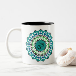 Spirituelle Mandala Yoga Om Symbol Türkis Blau Zweifarbige Tasse