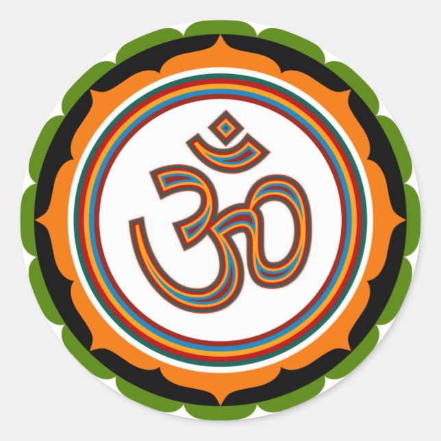 Spirituelle Om auf Lotus-Zeichen Runder Aufkleber (Vorderseite)