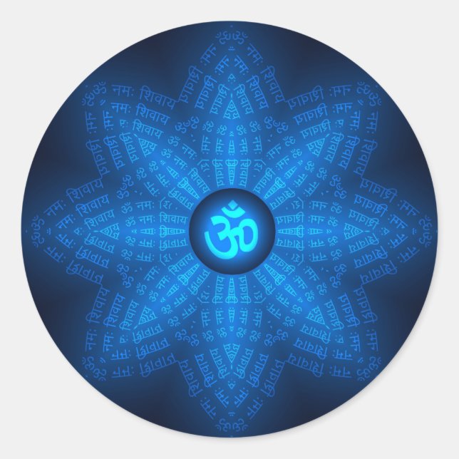 Spirituelle Om Mantra Runder Aufkleber (Vorderseite)