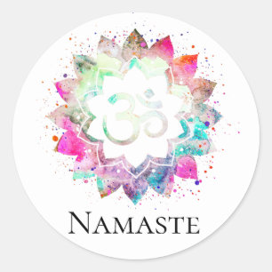 *~* Spirituelle OM Symbol Lotus Blume Mandala Runder Aufkleber