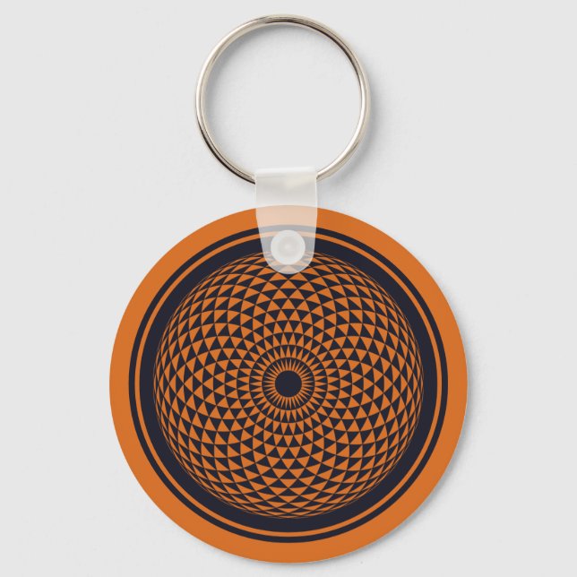 Spirituelle Orange Gray Mandala Geometric Graphic  Schlüsselanhänger (Vorderseite)
