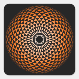 Spirituelle Orange Schwarz Mandala Geometrische Gr Quadratischer Aufkleber