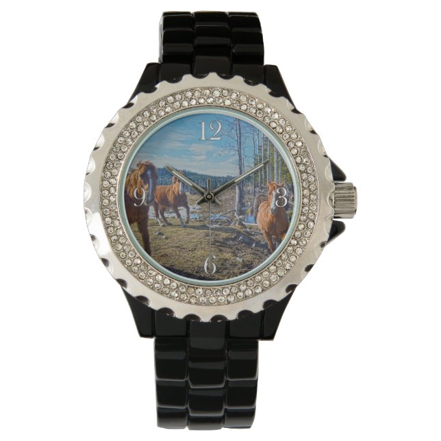 Spirituelle Pferde in der Natur Pferdefreunde Armb Armbanduhr (Vorderseite)