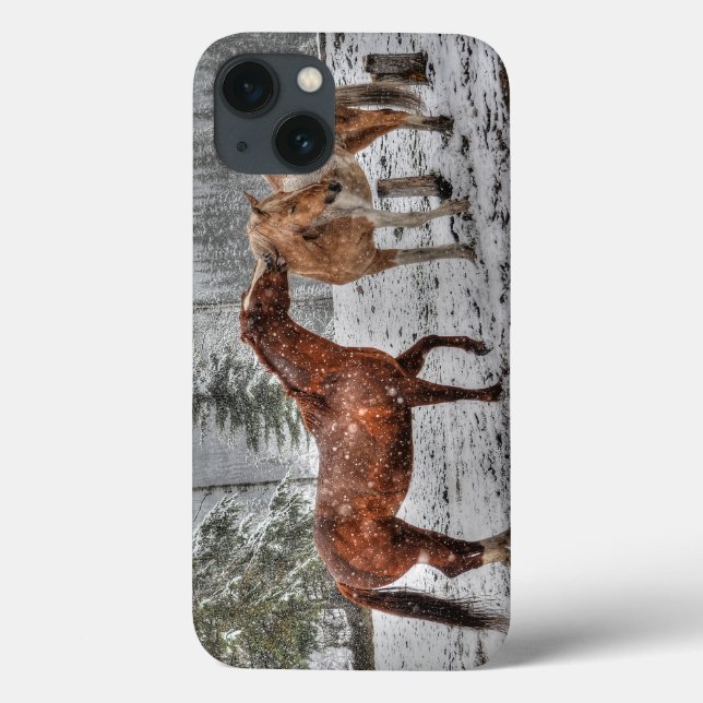 Spirituelle Pferde in der Schneereihe Case-Mate iPhone Hülle (Rückseite)