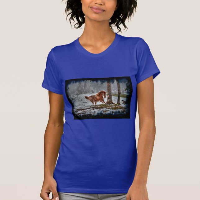 Spirituelle Pferde in der Schneereihe T-Shirt (Vorderseite)