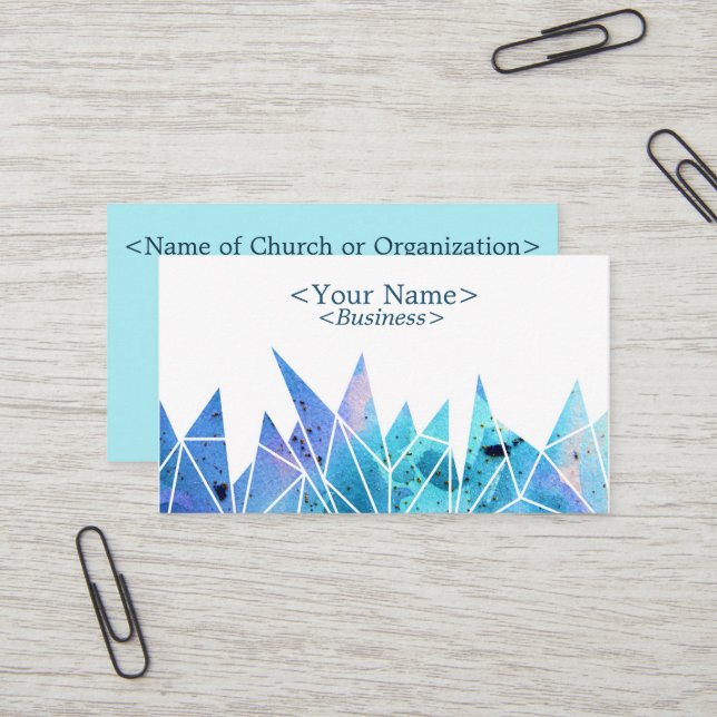Spirituelle Scattered Blue Triangle Business Card Visitenkarte (Vorderseite/Rückseite Beispiel)