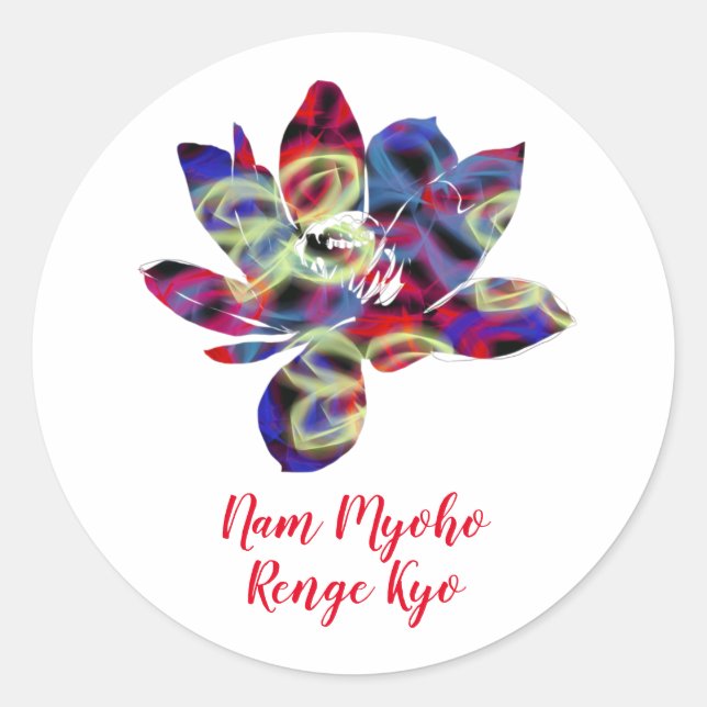 Spirituelle Schmetterlinge Blume Nam Myoho Renge K Runder Aufkleber (Vorderseite)