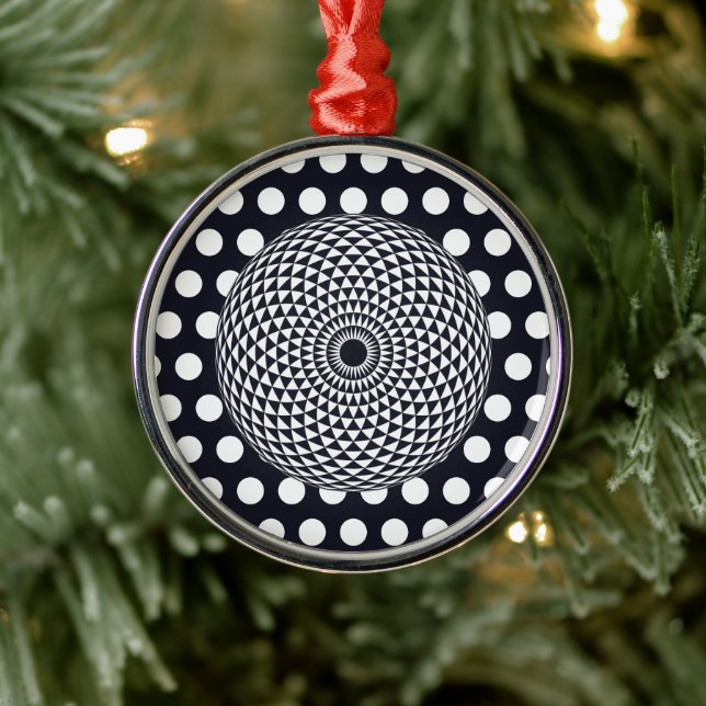 Spirituelle Schwarz-weiße Mandala Geometrische Kun Ornament Aus Metall (Baum)