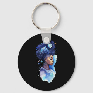 Spirituelle schwarze Frau Afro Mädchen Galaxy Mela Schlüsselanhänger