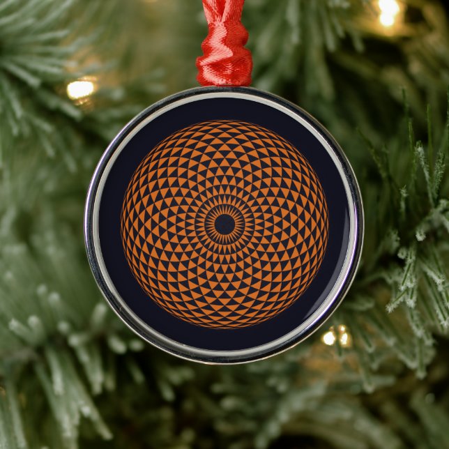 Spirituelle schwarze Mandala Geometrische Kunst Ornament Aus Metall (Baum)