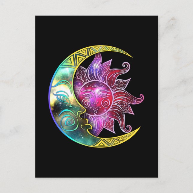Spirituelle Sun Moon Galaxie Postkarte (Vorderseite)