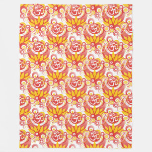 Spirituelle Symbole Om Lotus - nahtloses Muster 1 Fleecedecke