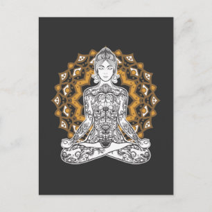 Spirituelle Tattoo Girl Yoga Postkarte