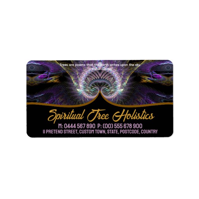 Spirituelle Tree Holistic Business Cards Adressaufkleber (Vorne)