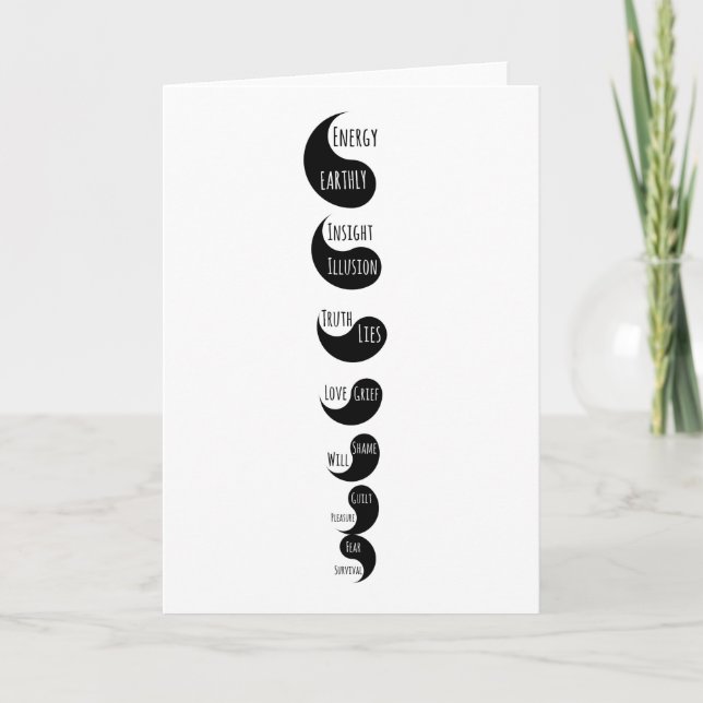 Spirituelle White Black Yin Yang Chakras Karte (Vorderseite)
