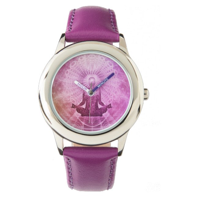 Spirituelle Yoga Meditation Zen Farblich Armbanduhr (Vorderseite)