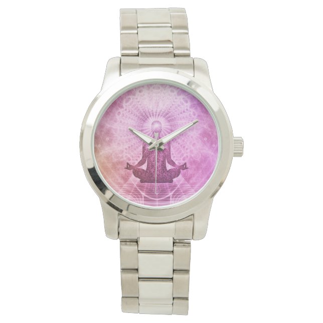 Spirituelle Yoga Meditation Zen Farblich Armbanduhr (Vorderseite)