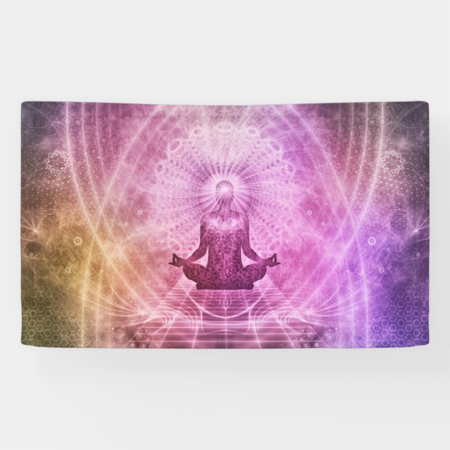 Spirituelle Yoga Meditation Zen Farblich Banner (Horizontal)