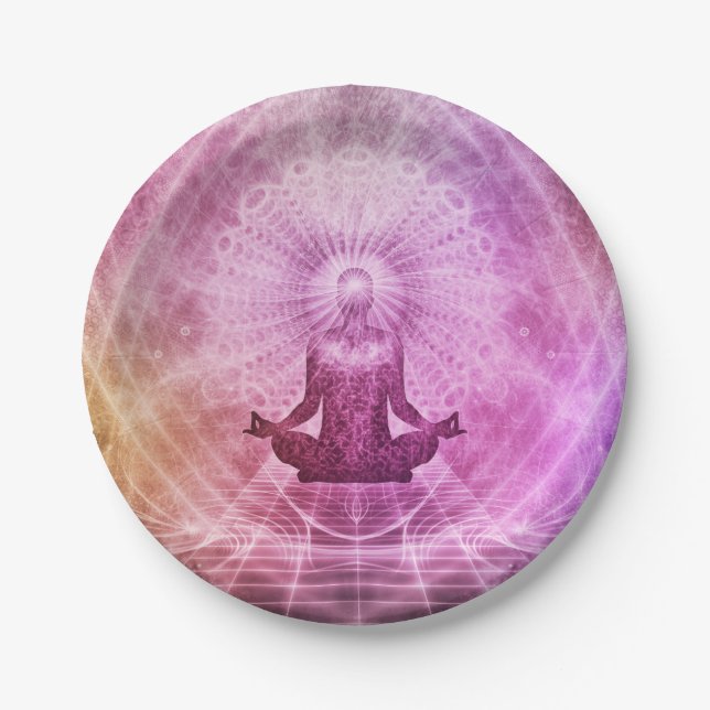 Spirituelle Yoga Meditation Zen Farblich Pappteller (Vorderseite)